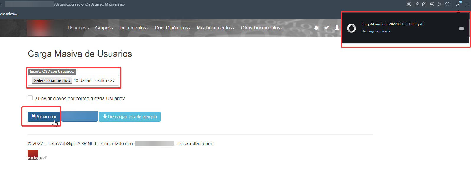 Opción Crear Usuarios