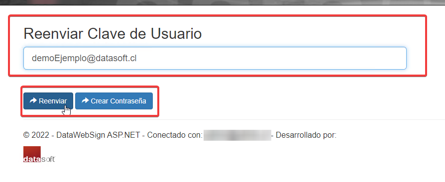 Opcion Reenviar Clave Usuario